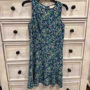 LOFT Floral Mini Dress - Blue and Green